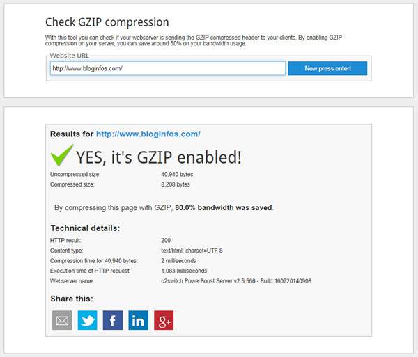 Résultat Test Compression GZip