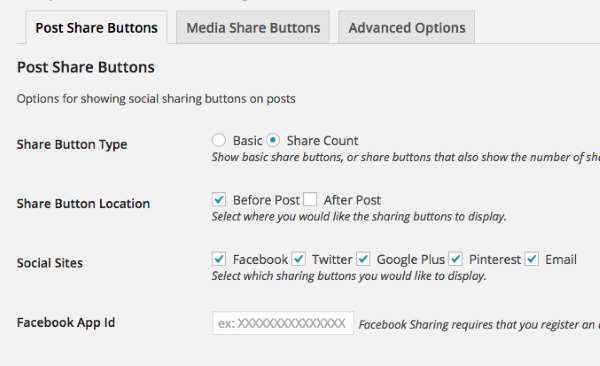 Easy Social Share Buttons Options