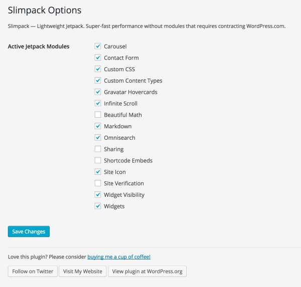 Slimpack - Lightweight Jetpack Options