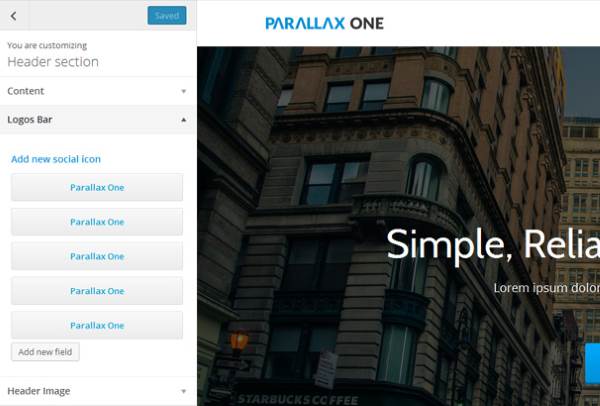 Parallax One - Header Section