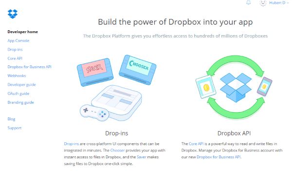 Dropbox Developpeur Accueil