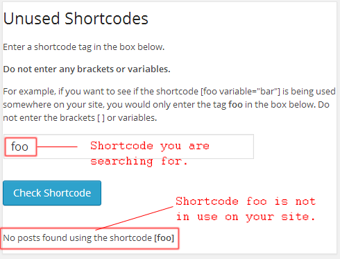 Unused Shortcodes
