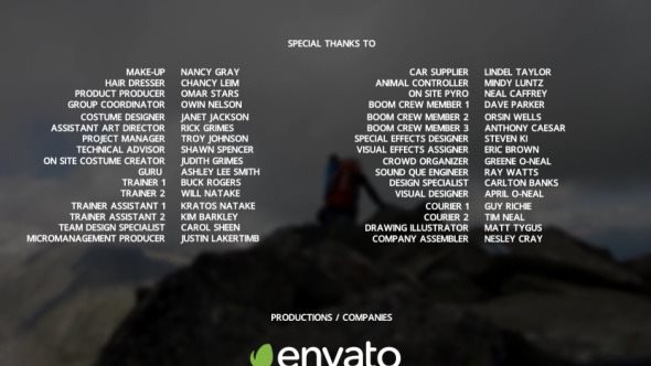 fichiers gratuits Envato - Film Credits