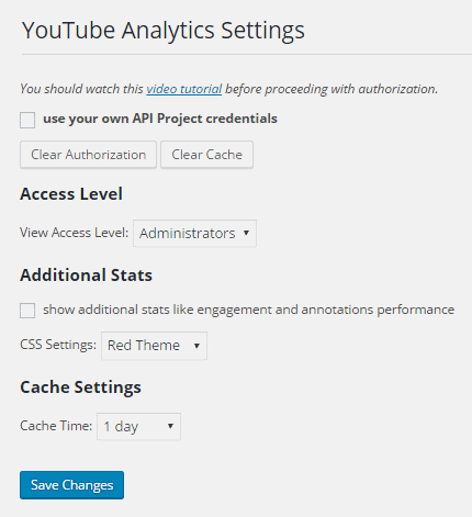 Préférences YouTube Analytics Dashboard