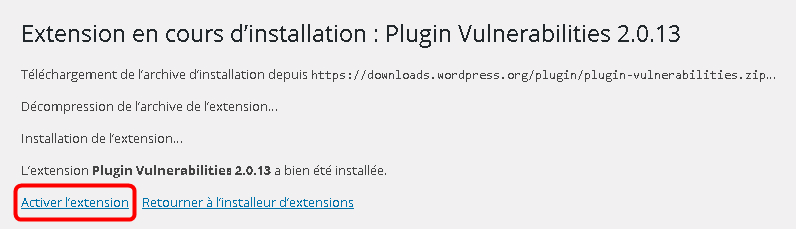 Plugin Vulnerabilities Activation