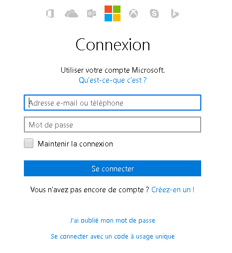 Connexion Microsoft
